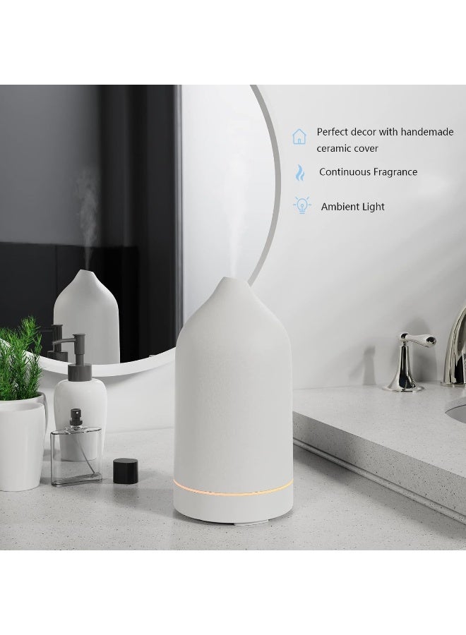 Monademo Stone Diffuser, Ceramic Essential Oil Diffuser, Humidifier 160ml Ultrasonic Oil Diffuser for Aromatherapy (White) - Image 2